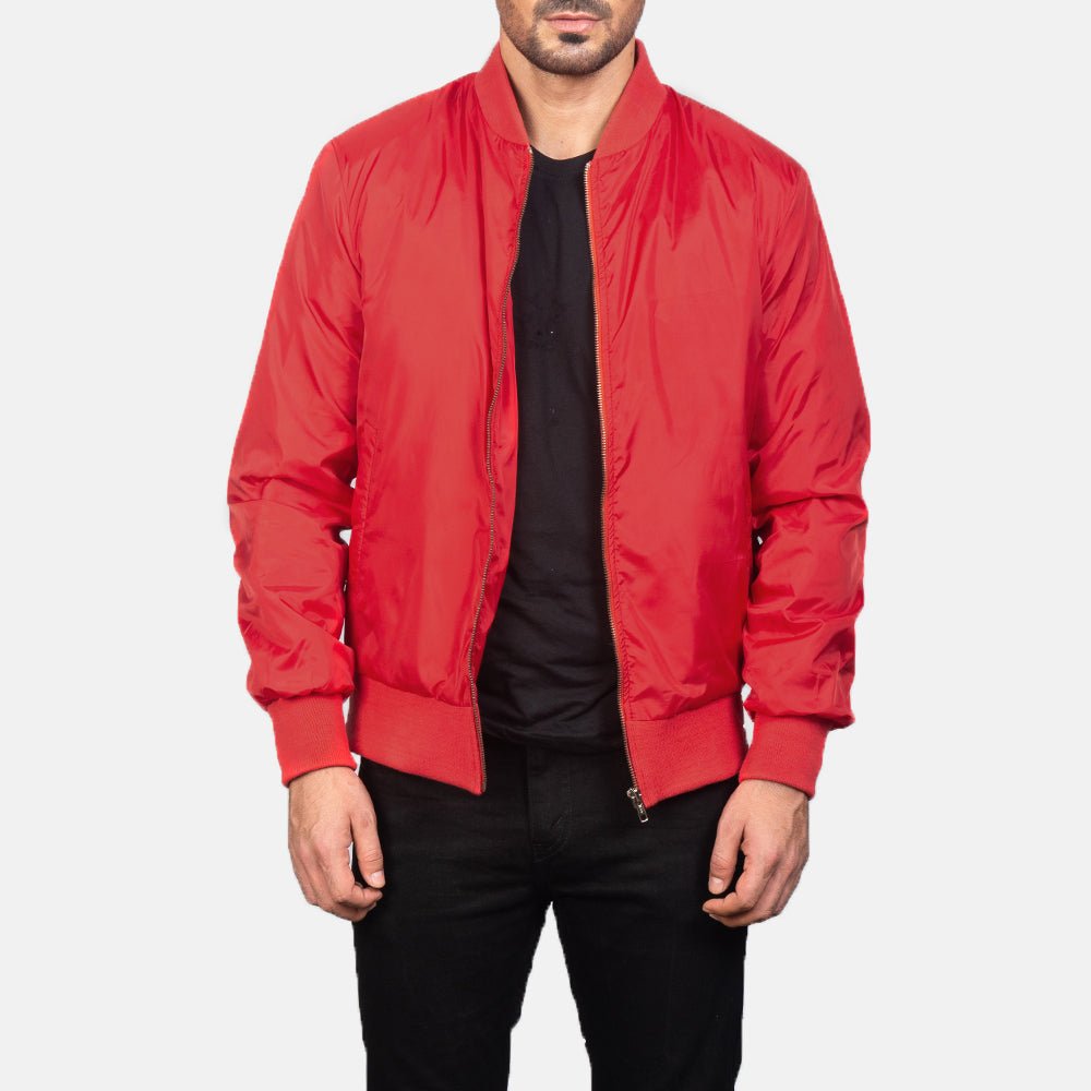 Men_s_zack_s_Red_Bomber_Jacket-2_aa7972ba-aed4-4f6e-9bc3-c4643f7b60fd_1024x1024.jpg Zack Red Bomber Jacket - Image 1