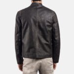 Rustic Brown Leather Biker Jacket - Image 5
