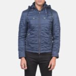 Alps Quilted Blue Hooded Windbreaker Jacket - Image 3