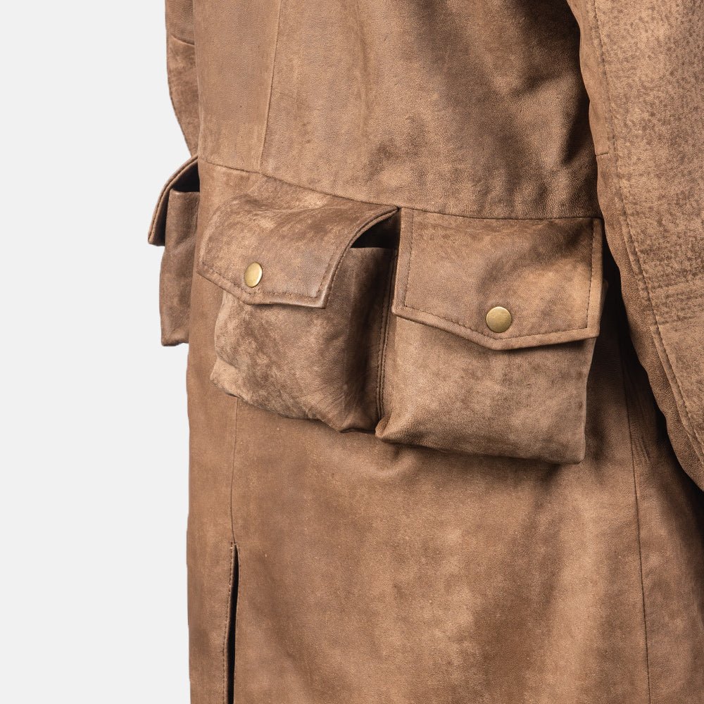 Army Brown Leather Duster - Image 5