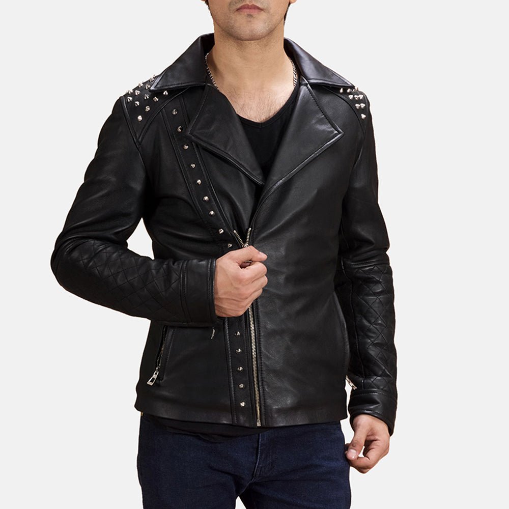 Mens_Black_Studded_Leather_Biker_Jacket_1_70bb6cfc-b971-4aa5-85eb-2f655bb0139e_1024x1024.jpg Black Studded Leather Biker Jacket - Image 1