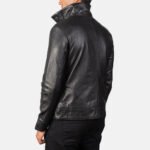 Columbus Black Leather Bomber Jacket - Image 5