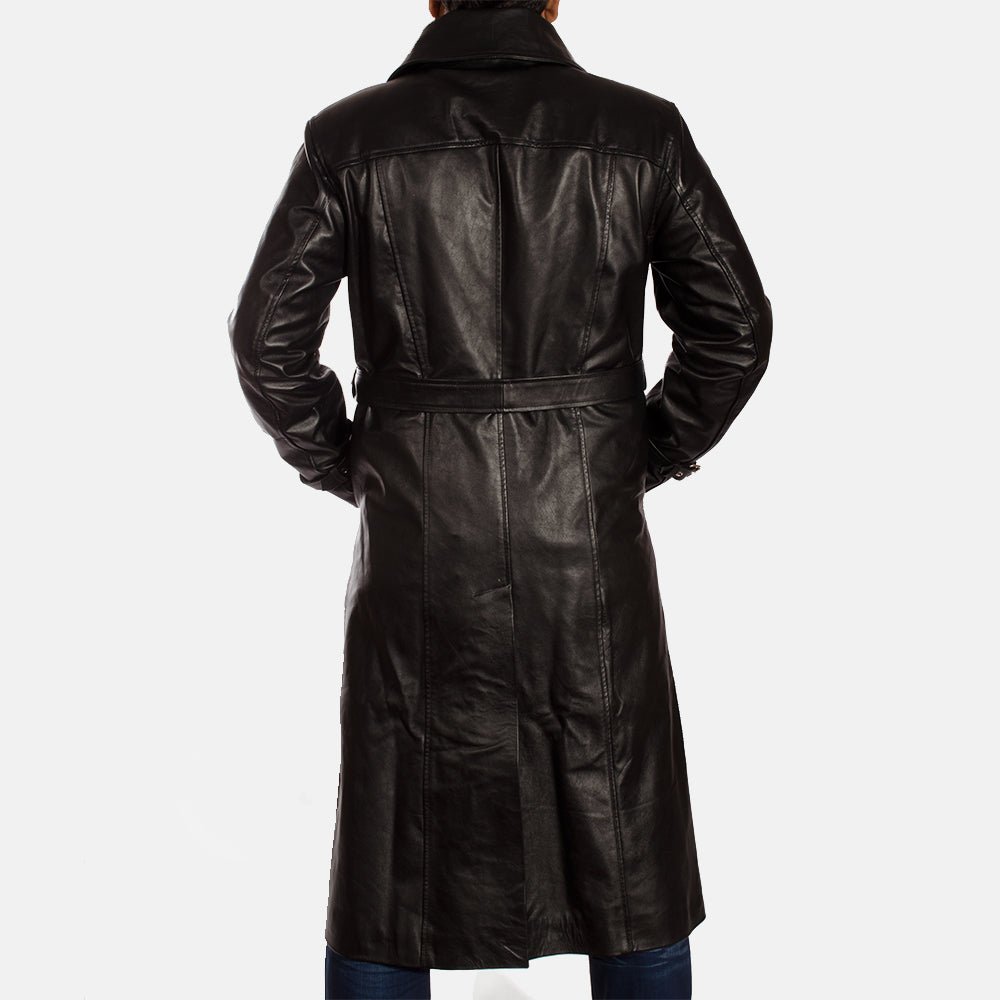 Hooligan Black Leather Trench Coat - Image 5
