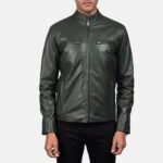Ionic Green Leather Biker Jacket - Image 3