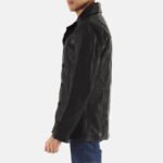 Leo Black Leather Coat - Image 4