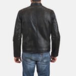 Rustic Black Leather Biker Jacket - Image 5