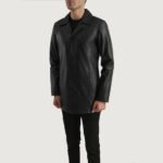 Urban Slate Black Leather Coat - Image 4
