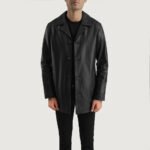 Urban Slate Black Leather Coat - Image 2