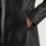 Urban Slate Black Leather Coat - Image 3