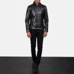 Mod Black Leather Peacoat - Image 3