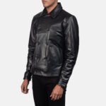 Mod Black Leather Peacoat - Image 2