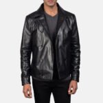 Mod Black Leather Peacoat - Image 4
