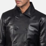 Mod Black Leather Peacoat - Image 6