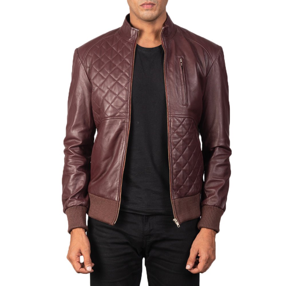 Moda_Maroon_Leather_Bomber_Jacket_-_Designer_Leather_Jackets_Collection_1_4aebc075-7103-4742-bdbf-34808a2b4270_1024x1024.jpg Moda Maroon Leather Bomber Jacket - Image 1