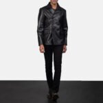 Mr. Bailey Black Leather Naval Peacoat - Image 3