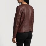 Nexi Quilted Maroon Leather Jacket - Image 5