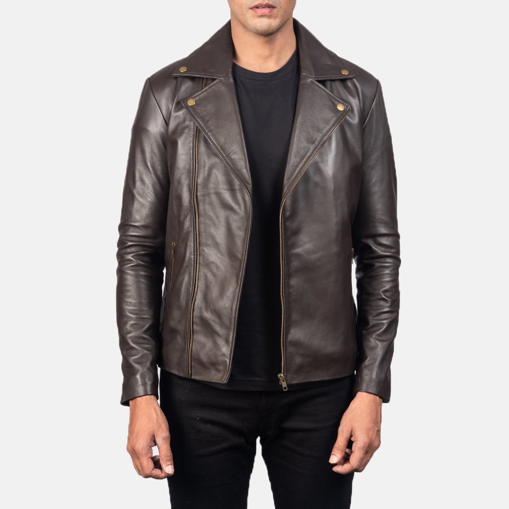 Noah Brown Leather Biker Jacket - Image 1