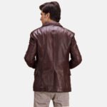 Radaron Quilted Maroon Leather Blazer - Image 4