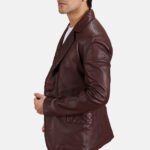 Radaron Quilted Maroon Leather Blazer - Image 6