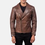 Raiden Brown Leather Biker Jacket - Image 3