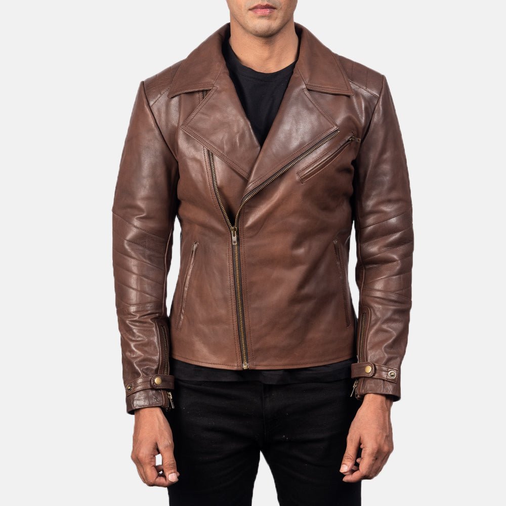 Raiden Brown Leather Biker Jacket - Image 3