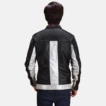 Randolf Silver Black Leather Biker Jacket - Image 5