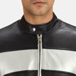 Randolf Silver Black Leather Biker Jacket - Image 6