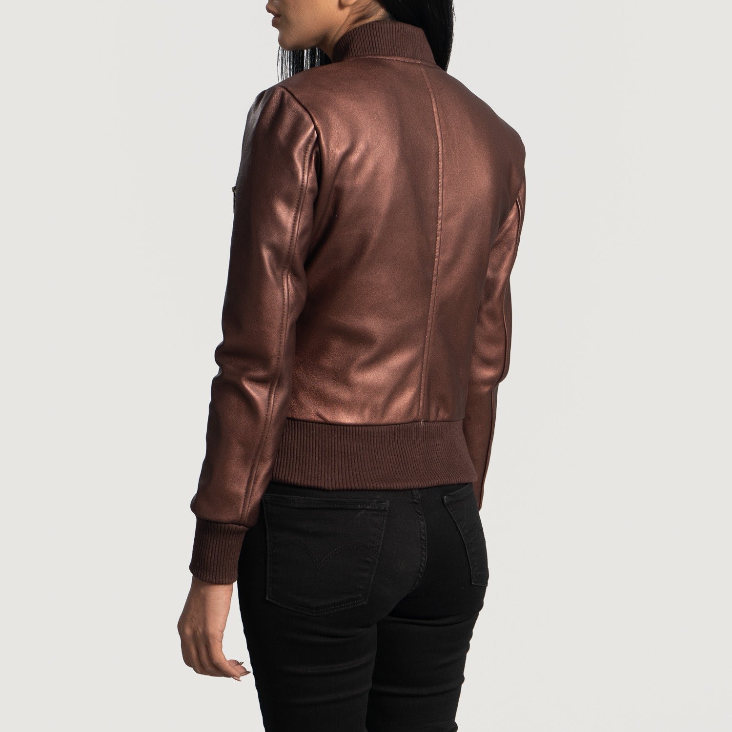 Reida Maroon Leather Bomber Jacket - Image 5