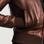 Reida Maroon Leather Bomber Jacket - Image 6