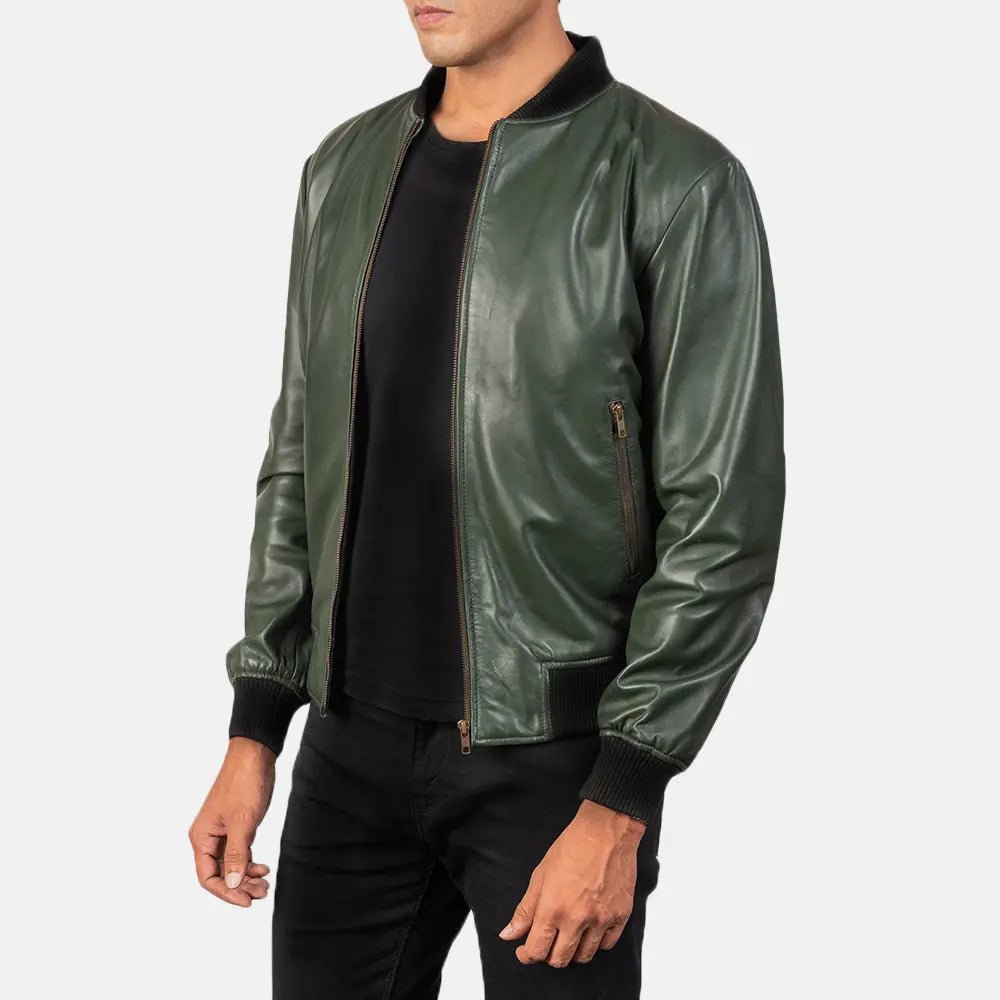 Shane Green Leather Bomber Jacket - Image 2