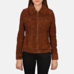 Suzy Brown Suede Trucker Jacket - Image 2