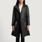 Sweet Susan Black Leather Trench Coat - Image 4