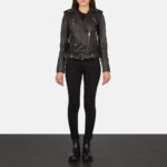 Alison Brown Leather Biker Jacket - Image 3