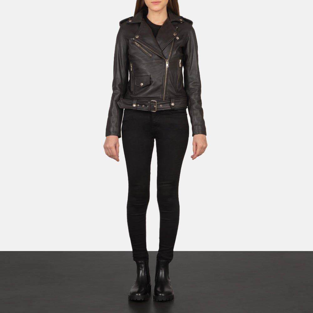 Alison Brown Leather Biker Jacket - Image 3