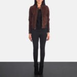 Bliss Brown Suede Bomber Jacket - Image 3
