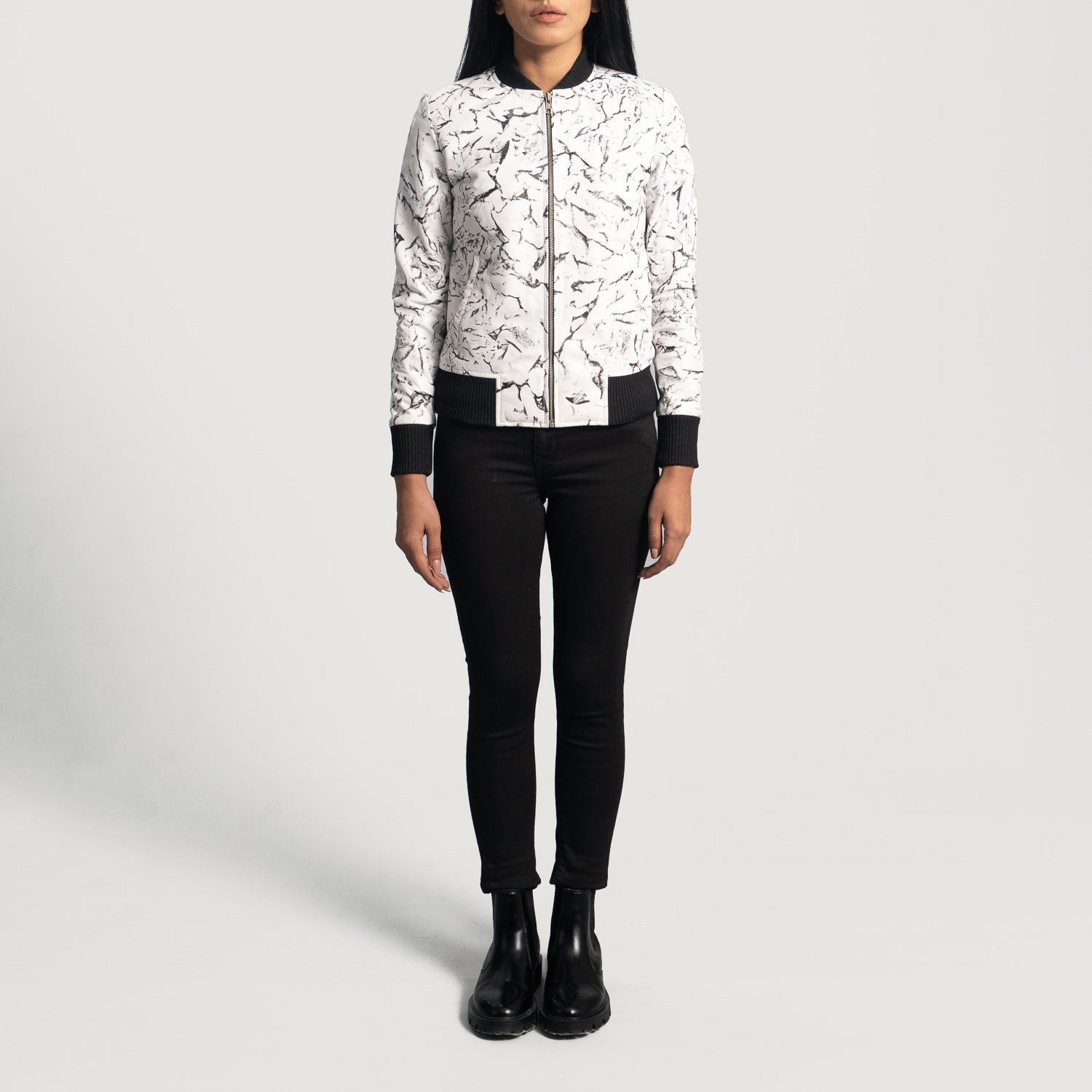 Donna Blake White Leather Bomber Jacket - Image 4