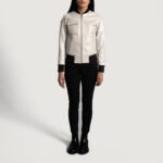 Lana Silver Leather Bomber Jacket - Image 4