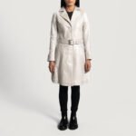 Moonlight Silver Leather Trench Coat - Image 4