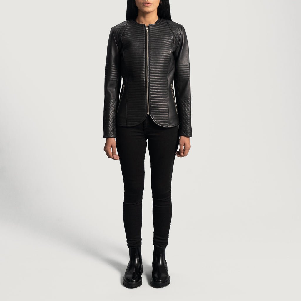 Nexi Quilted Black Leather Jacket - Image 3