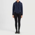 Rebella Blue Hooded Suede Bomber Jacket - Image 3