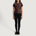 Rhonda Maroon Leather Biker Vest - Image 4