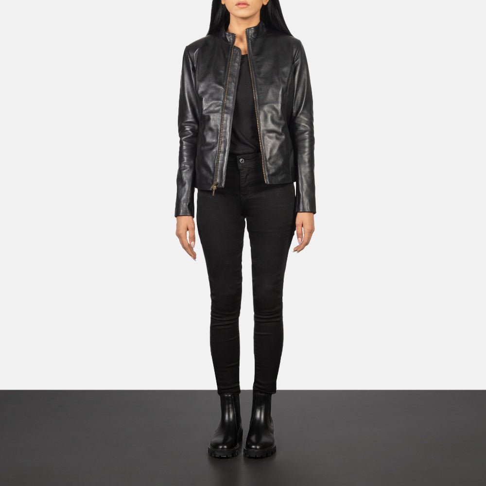 Rumella Black Leather Biker Jacket - Image 3
