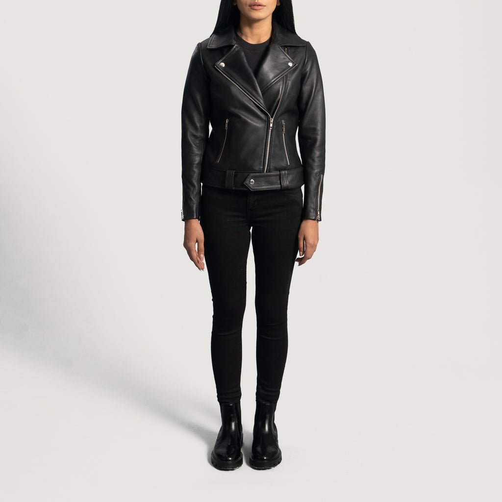 Rumy Black Leather Biker Jacket - Image 3