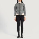 Sasha A1 Grey Suede Bomber Jacket - Image 3