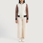 Savant White & Brown Hybrid Varsity Jacket - Image 3