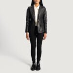 Selina Black Leather Blazer - Image 4