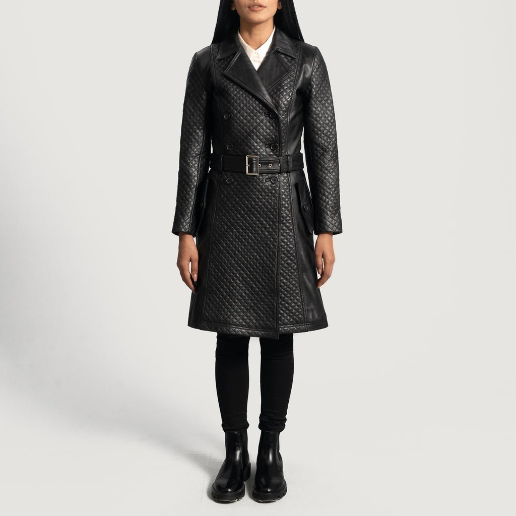 Sweet Susan Black Leather Trench Coat - Image 3