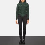 Zenna Green Suede Bomber Jacket - Image 3