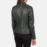 Kelsee Green Leather Biker Jacket - Image 5