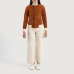 Sasha A1 Brown Suede Bomber Jacket - Image 3